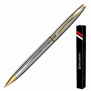 Ручка подарочная шариковая BRAUBERG 'De Luxe Silver', корпус серебристый, узел 1 мм, линия письма 0,7 мм, синяя, 141414