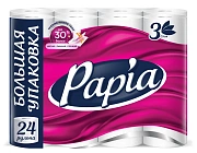 Туалетная бумага Papia белая, 3 слоя, 24 рулона
