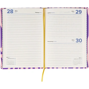 Ежедневник недатированный,А5,160л, экокожа,Attache Selection Zebra, розовый