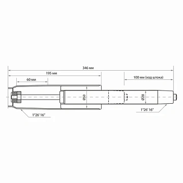 Газлифт B-100 короткий, ХРОМ, длина в открытом виде 346 мм, d 50 мм, класс 2, WBZ (ВБЗ), 533073