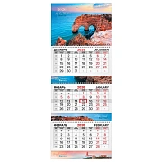 Календарь квартальный на 2026 г., 3 блока, 3 гребня, бегунок, мелованная бумага, BRAUBERG EXTRA, 'Юж