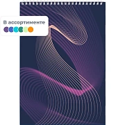 Блокнот А5,60л,клетка,метал.гребень,цв.обложка в ассорт