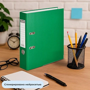 Папка-регистратор ATTACHE(ПВХ+бум)с мет.уголком,75мм,зеленая,ПБП1,карм.кор