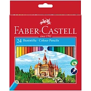 Карандаши цветные Faber-Castell 'Замок', 24цв., шестигр., заточ., картон, европодвес