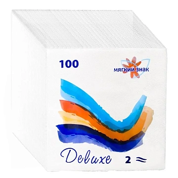 Салфетки бумажные Мягкий знак белые, 2 слоя, 24х24, 100 листов/уп.