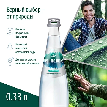 Вода Черноголовка питьевая газированная, 330мл
