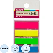 Клейкие закладки пласт. 4цв.по 25л. 12ммх45 Attache