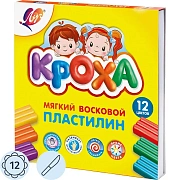 Пластилин восковой Луч Кроха 12 цв восковой 180гр со стеком
