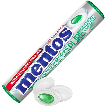 Жевательная резинка Mentos Pure white Нежная мята, 15.5г
