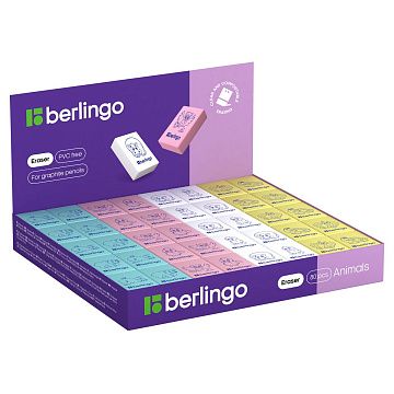 Ластик Berlingo 'Animals', прямоугольный, термопластичная резина, 28*18*10мм