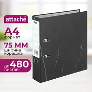 Папка-регистратор 75мм нов мрам А4 чер, бум/бум, б/мет угол