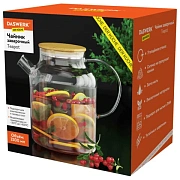 Чайник заварочный 1500 мл 'Бочонок', жаропрочное стекло, спиральное сито, DASWERK (ДАСВЕРК), 608645