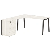 Стол эргономичный с тумбой ELCET 1518(L) Ясень Траун/Мокко 1560х1880х750 EDIS