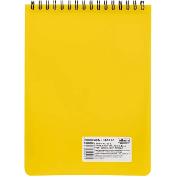 Блокнот А5,60л,кл,спир,пласт.обл,тонир.бл. Attache Bright colours Желтый