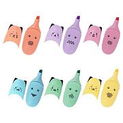 Текстовыделитель мини BRAUBERG KIDS 'CUTE CATS PASTEL', АССОРТИ В ПЛАСТИКОВОЙ БАНКЕ, линия 1-5 мм, 1