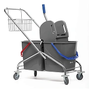 Тележка уборочная Merida 2х23л, с отжимом, металлический каркас, HFW102