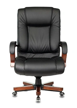 Кресло руководителя Бюрократ T-9925WALNUT черный кожа крестов. металл/дерево
