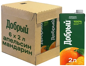 Напиток сокосодержащий Добрый с апельсином и мандарином, 2л