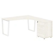 Стол эргономичный с тумбой EVCET 1518(R) Ясень Траун/Белый 1560х1880х750 EDIS
