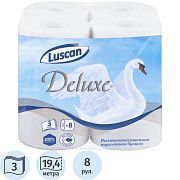 Бумага туалетная Luscan Deluxe 3сл бел 100%цел втул 19,35м 155л 8рул/уп