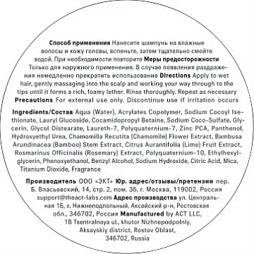 Шампунь The Act Balance Zest of verbena, 400мл