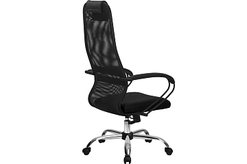 Кресло офисное Метта SU-B-8, ткань-сетка, черная, крестовина хром