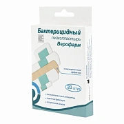 Набор лейкопластырей бактерицидных 20 шт., 4 размера, ВЕРОФАРМ, телесные, 20035854