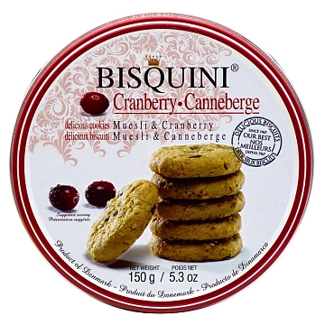 Печенье Bisquini с мюсли и клюквой, 150г