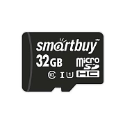 Карта памяти micro SDHC, 32 GB, SMARTBUY, 10 Мб/сек. (class 10), с адаптером, SB32GBSDCL10-01