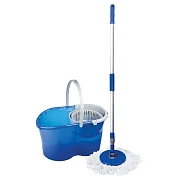 Швабра с отжимом и ведром 14л/5л, отжим центрифуга / рукоятка, 2 круглые насадки, крепление кольцо