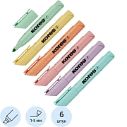 Набор текстовыделителей Kores High Liner Plus пастель 6цв.36060.01