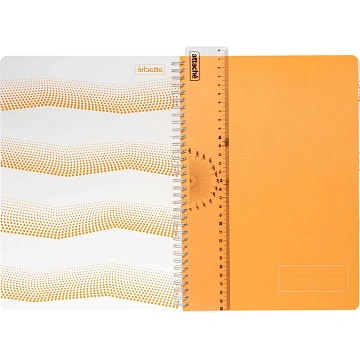 Бизнес-тетрадь WAVES А4 100л. ATTACHE клет,спир,пласт,заклад,цв.оранжевый