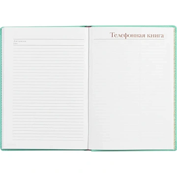 Ежедневник недатированный А5+, 136л, VELVET ментоловый  3-115/33
