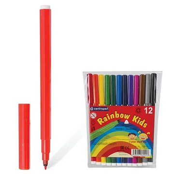 Фломастеры Centropen 'Rainbow Kids', 12цв., трехгранные, смываемые, ПВХ