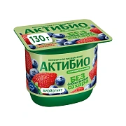 Йогурт питьевой Актибио с клубникой и черникой без сахара 3%, 130г