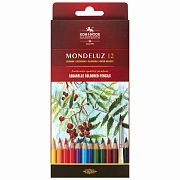 Карандаши цветные акварельные художественные KOH-I-NOOR 'Mondeluz', 12 цветов, 3,8 мм, заточенные, европодвес, 3716/12, 3716012001KSRU