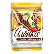 Вафли 'Аленка' с молочной начинкой и орехами в индивидуальных упаковках, гофрокороб 1,38 кг, ТК23396
