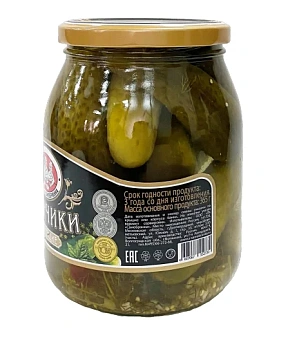 Огурчики Скатерть-Самобранка маринованные хрустящие, 680г