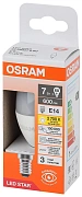 Лампа светодиодная Osram E14 7Вт теплый белый свет свеча