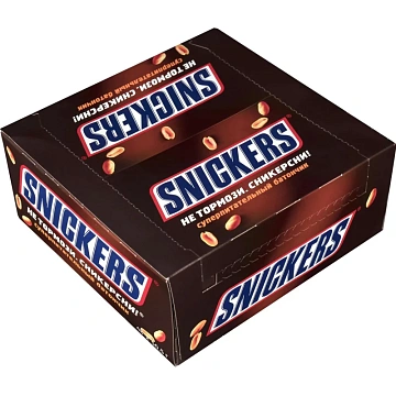 Шоколадный батончик Snickers с карамелью, арахисом и нугой, 50,5г