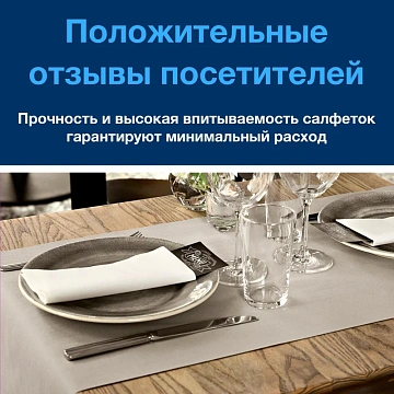 Салфетки сервировочные Tellus (tork) LinStyle 39х39см, белые, 1 слой, 50шт/уп