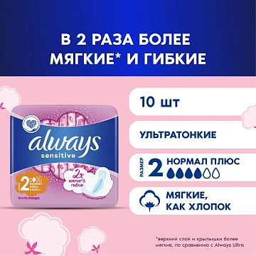 Прокладки Always Sensitive Ultra Normal Plus, 10шт