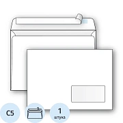 Конверт Ecopost С5 162х229мм стрип пр.окно 80г 1000шт/уп /2832