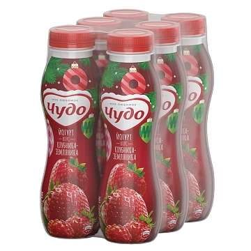 Йогурт питьевой Чудо Клубника-земляника 1.9%, 260г