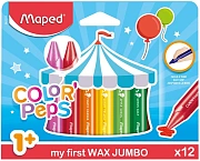 Мелки восковые 12цв. MAPED COLOR'PEPS Макси, карт. футляр