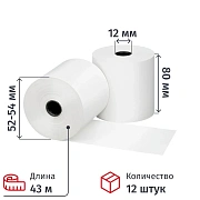 Чековая лента Комус из т/б 80 мм х 43 м, вт.12, 12 шт/уп, 8 уп/кор