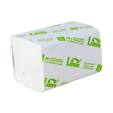Туалетная бумага листовая Lime 250890, 250 листов, 2 слоя, V-укладка, белая