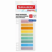 Закладки клейкие пастельные BRAUBERG PASTEL, пластиковые, 45х10 мм, 10 цветов х 20 листов, 115579
