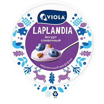 Йогурт Viola Laplandia Черничный маффин сливочный 7.2%, 180г
