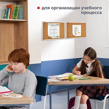 Доска пробковая для объявлений 45х60 см, алюминиевая рамка, ГАРАНТИЯ 10 ЛЕТ, РОССИЯ, BRAUBERG, 231711
